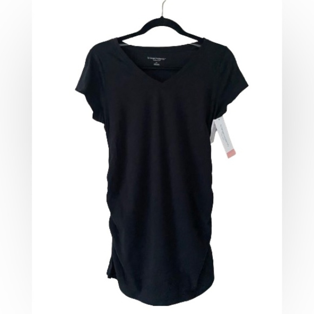 MATERNITY - Liz Lange Maternity Black V-neck Short Sleeve Tee Shirt Size XS